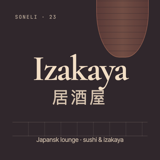 Izakaya — Sonelis kanal för japansk lounge, med mörkt omslag och kopparfärgad lykta